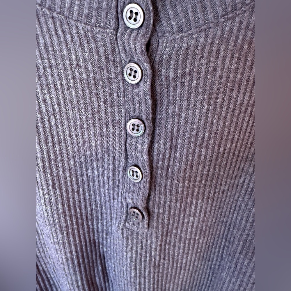 Treasure & Bond Ribbed Henley Tie Front Top Mauve Purple Size M - Picture 4 of 6
